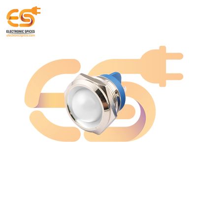 220V 22mm White LED Light | Domed Head | Nickel-Plated Brass | Pin Terminal | IP67